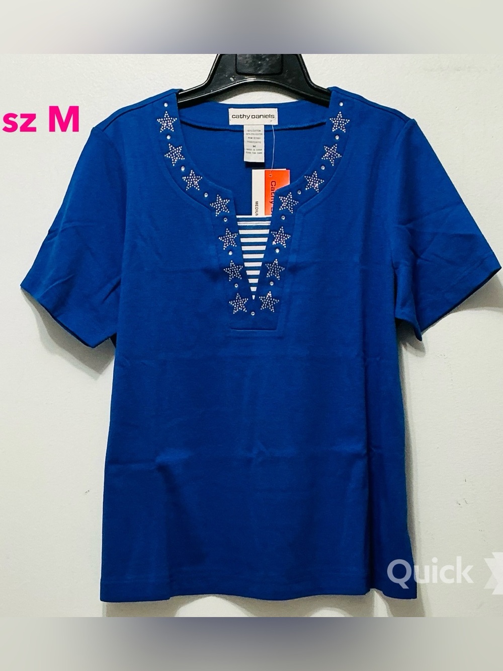 M - NWT Cathy Daniels Cobalt Blue Short Sleeve Top